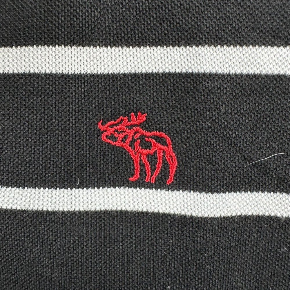 Abercrombie & Fitch Shirt Mens Medium Black White Striped Casual Polo Designer - Picture 3 of 14